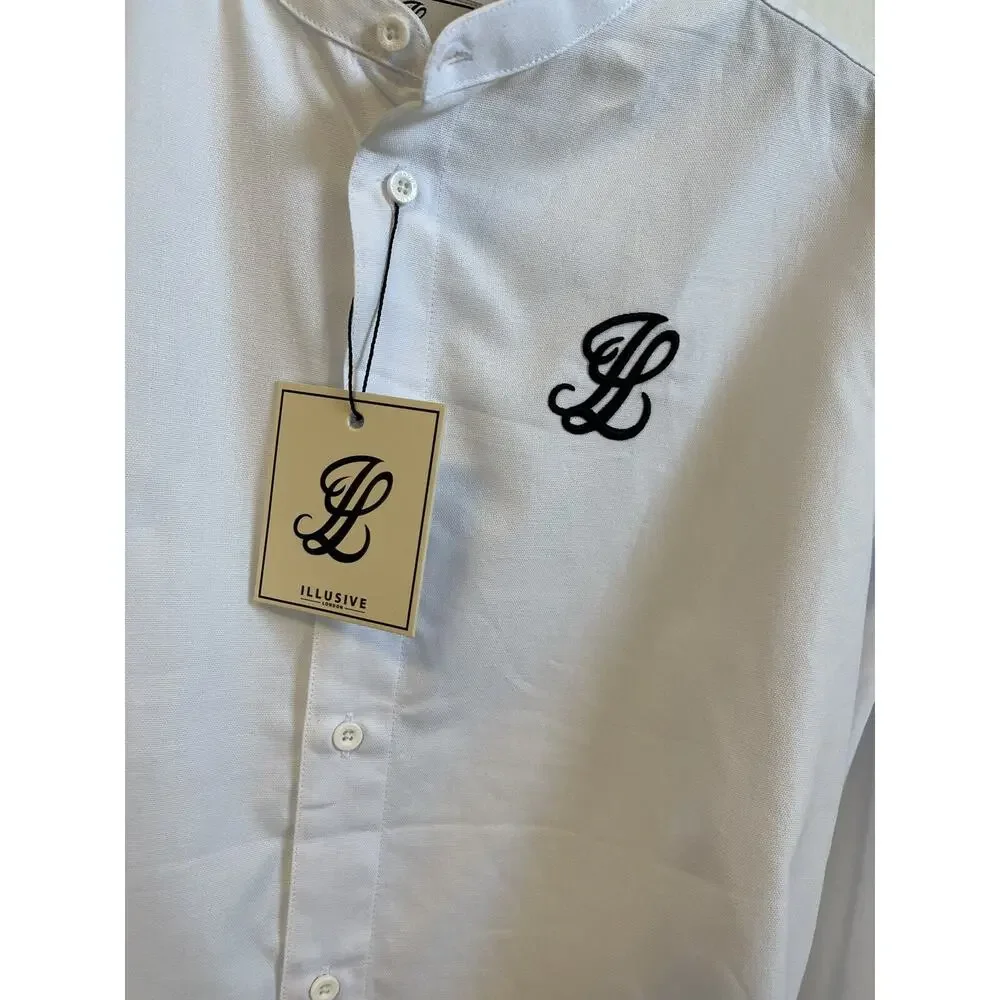 ILLusive London Shirt Boys 13-14 Button Up White Long Sleeve N49